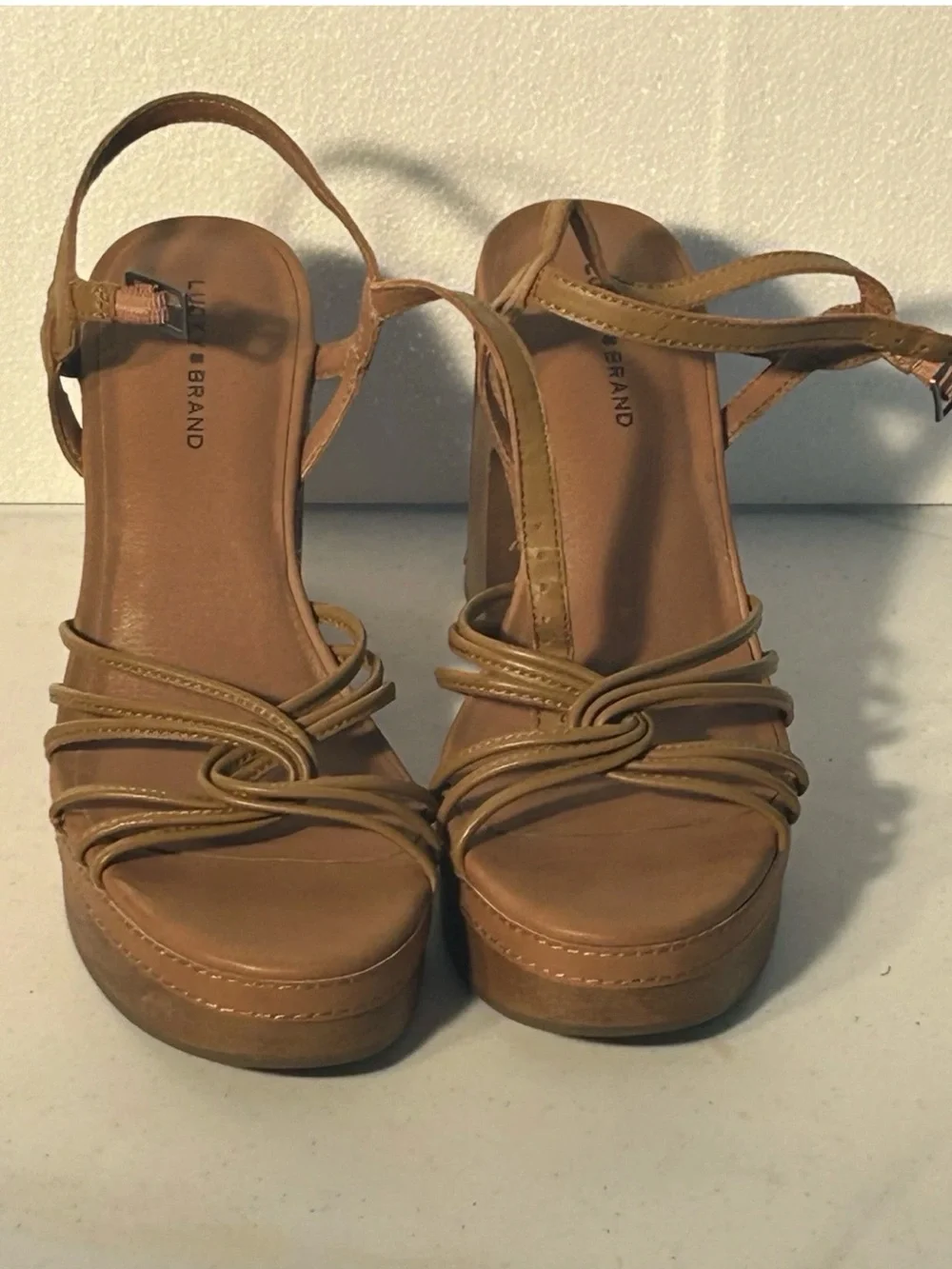 Lucky Brand Tan Strappy Platform Sandals